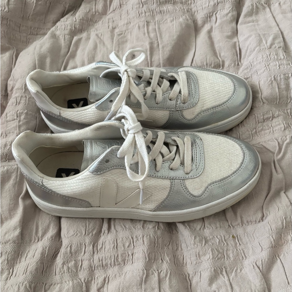 Veja white and silver sneakers